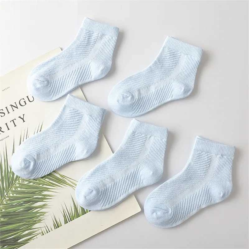 5 Pairs/Lot Summer Hot Children Socks Boy Girl Baby Cotton Fashion Mesh White Gray Blue For 1-12 Years Kids Teens Student Socks CL240824