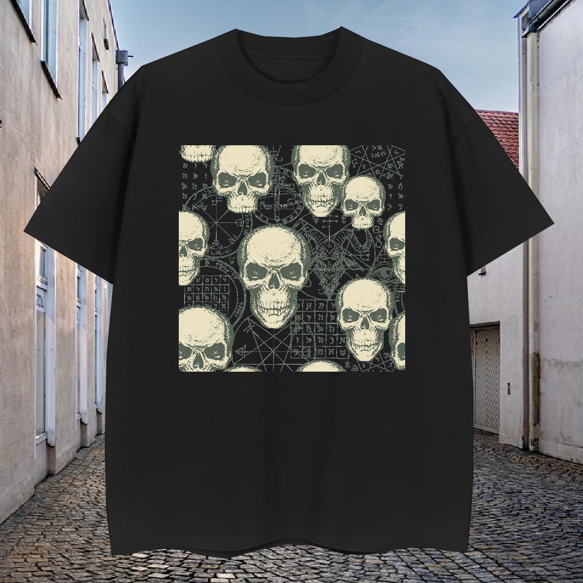High Quality T Shirt For Man 230g Cotton skull Spring Summer White Plus Size Crew Neck Men Clothes T-Shirt Fashion New Tops Tees