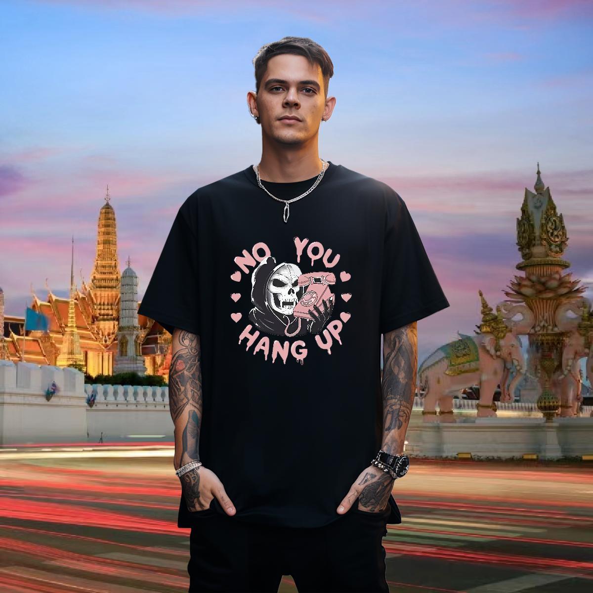 Popular T-Shirts 230g Pure Cotton skull Sport Graphic Breathable Short Sleeve Men Tops Tees Classic Casual Tshirts