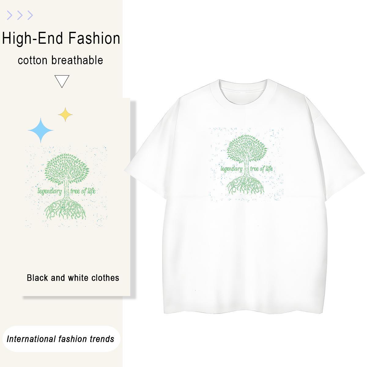 DIY Customized Men Tops Tees tree Street wear Hip Hop 230g Cotton Clothes Breathable Crew Neck Unisex Man T Shirts Black Oversized