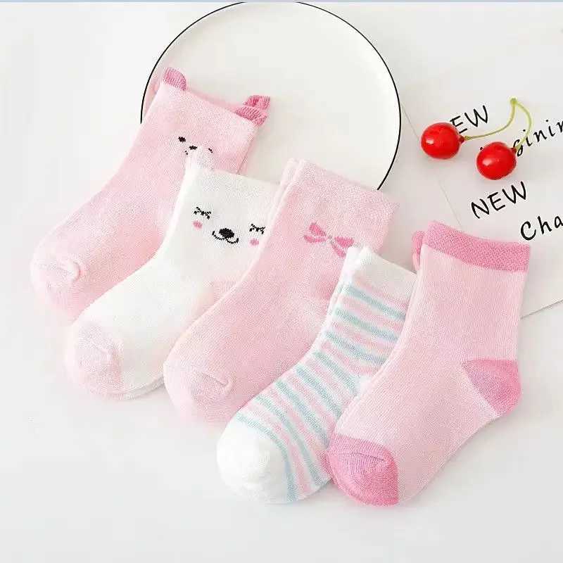 5 Pairs Cartoon Baby Socks Cute Cat Animal Soft Cotton Knit Baby Girl Kids Boy Newborn Boys Childrens Socks for 0-6 Years CL240824
