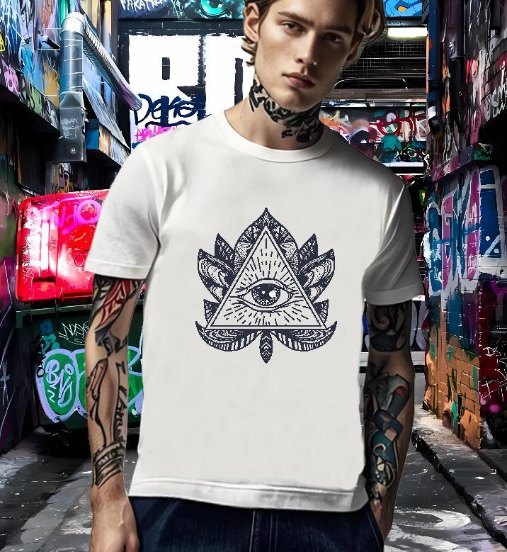 Unisex T Shirts Men 230g Cotton eye of the devil Sport Black White O-Neck Short Sleeve Men Tshirts Fashion Designer Tops