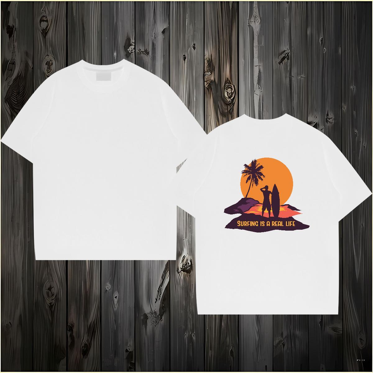 TOP Quality T Shirt For Man 230g Cotton tree Summer Casual Custom Printed Crew Neck Breathable Tshirt for Man Woman Fashion Tees
