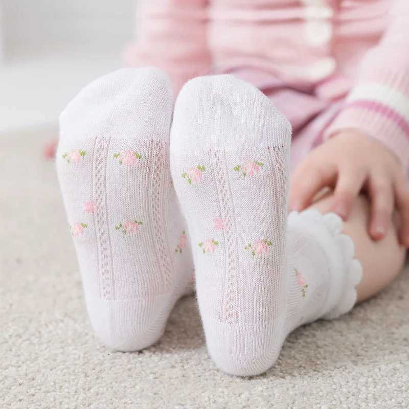 Girls Socks 5 Pairs/Lot Spring Summer Cotton Infant Children Socks Cute Flowers Pattern For Kids Baby CL240825