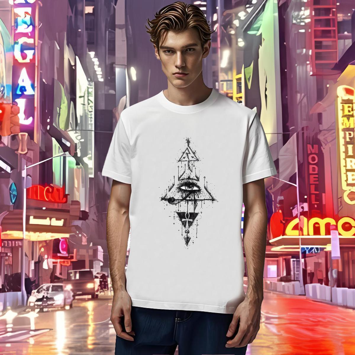 Cool Design T Shirt For Man 230g Pure Cotton eye of the devil Casual Daily Wear White Plus Size Breathable Crew Neck Mens Tshirts Factory Direct Top T