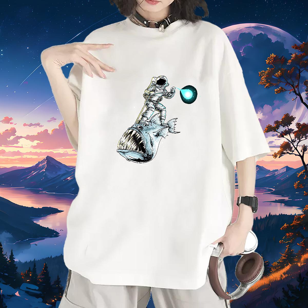 Female Unisex Tshirts 230g Pure Cotton universe Home Outdoor T-Shirts for Women Round Neck Short Sleeve Custom Print Plus Size Polos