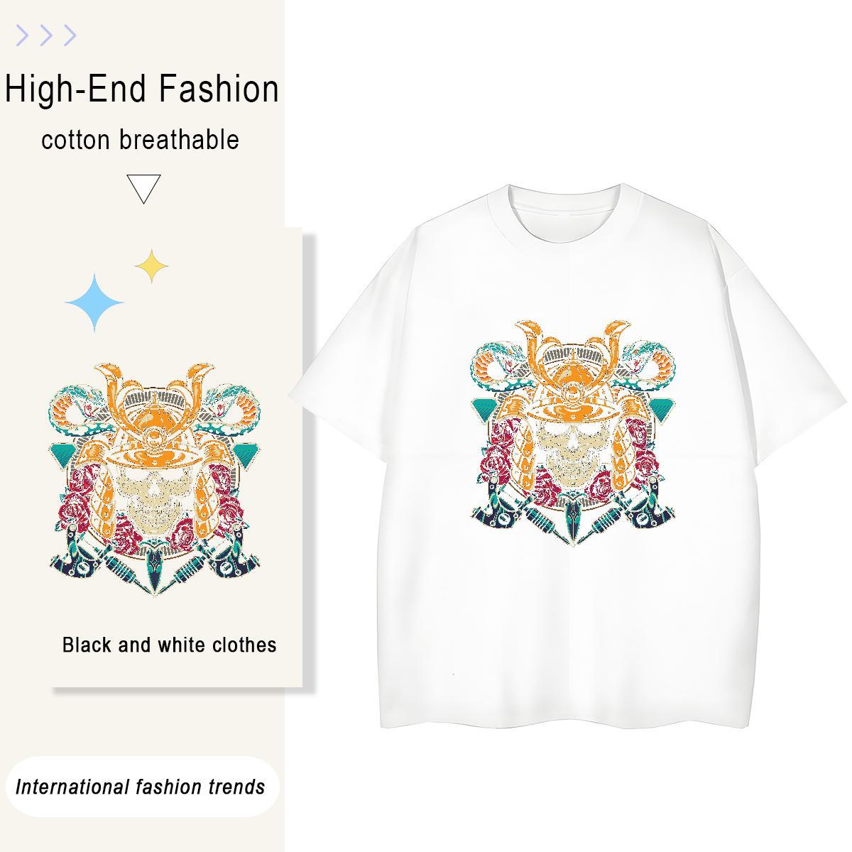 TOP Quality Men T Shirts 230g 100% Cotton skull Beach Custom Printing Short Sleeve Soft Men Tshirts 2024 Designer Clothes