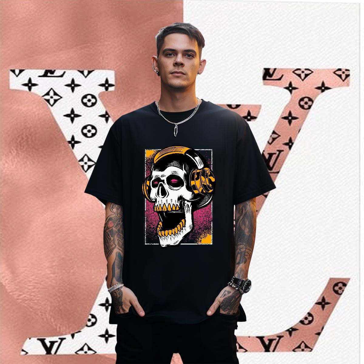 Soft Mens T Shirts 100% Cotton 230g skull High Street Hip Hop Custom Cartoon Short Sleeve Soft Mens Tshirts Classic Casual Polos