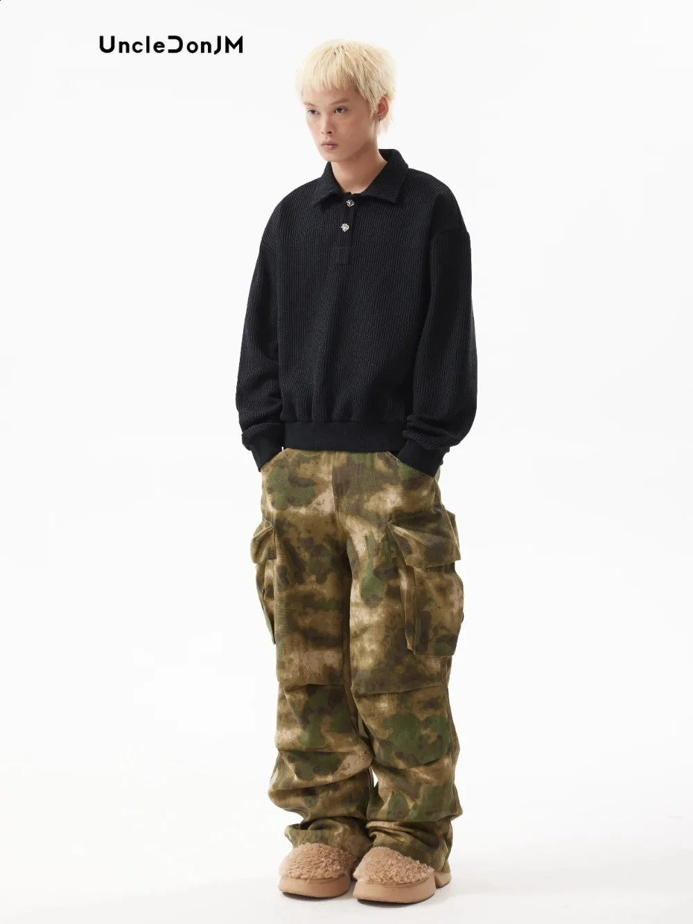 UncledonJM Cavalry Camouflage Cargo Pants Overalls Casual Multi Pocket Artillery Troop Hip Hop 240823