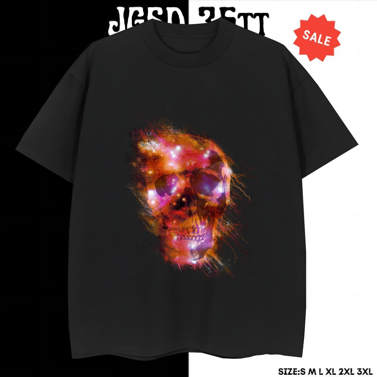 TOP Quality T-Shirts for Men 230g Cotton skull Daily Wear Cartoon Print Short Sleeve Soft Men Clothes T-Shirt Fashion New Top Tees
