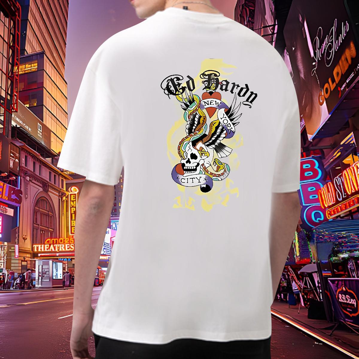 Brand Mens T Shirts 230g Pure Cotton skull Sports Casual Oversized 3XL 4XL O-Neck Short Sleeve Men Tees New Polos