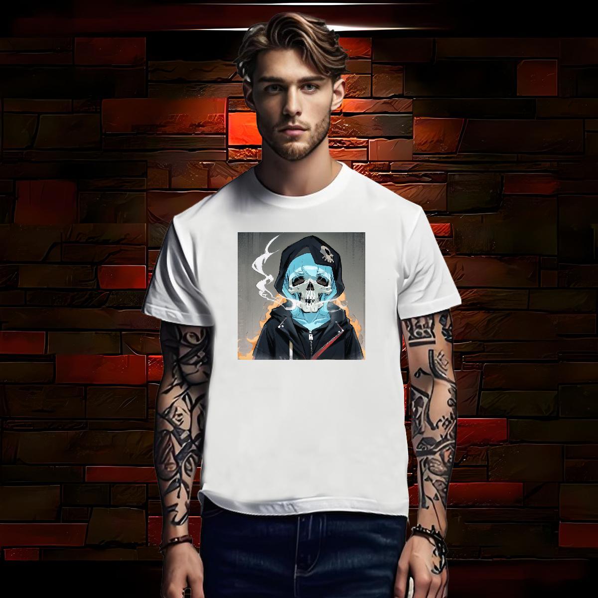TOP Quality Man T Shirts 230g 100% Cotton skull Casual Oversized 4XL Crew Neck Breathable Men Tees DIY Polos