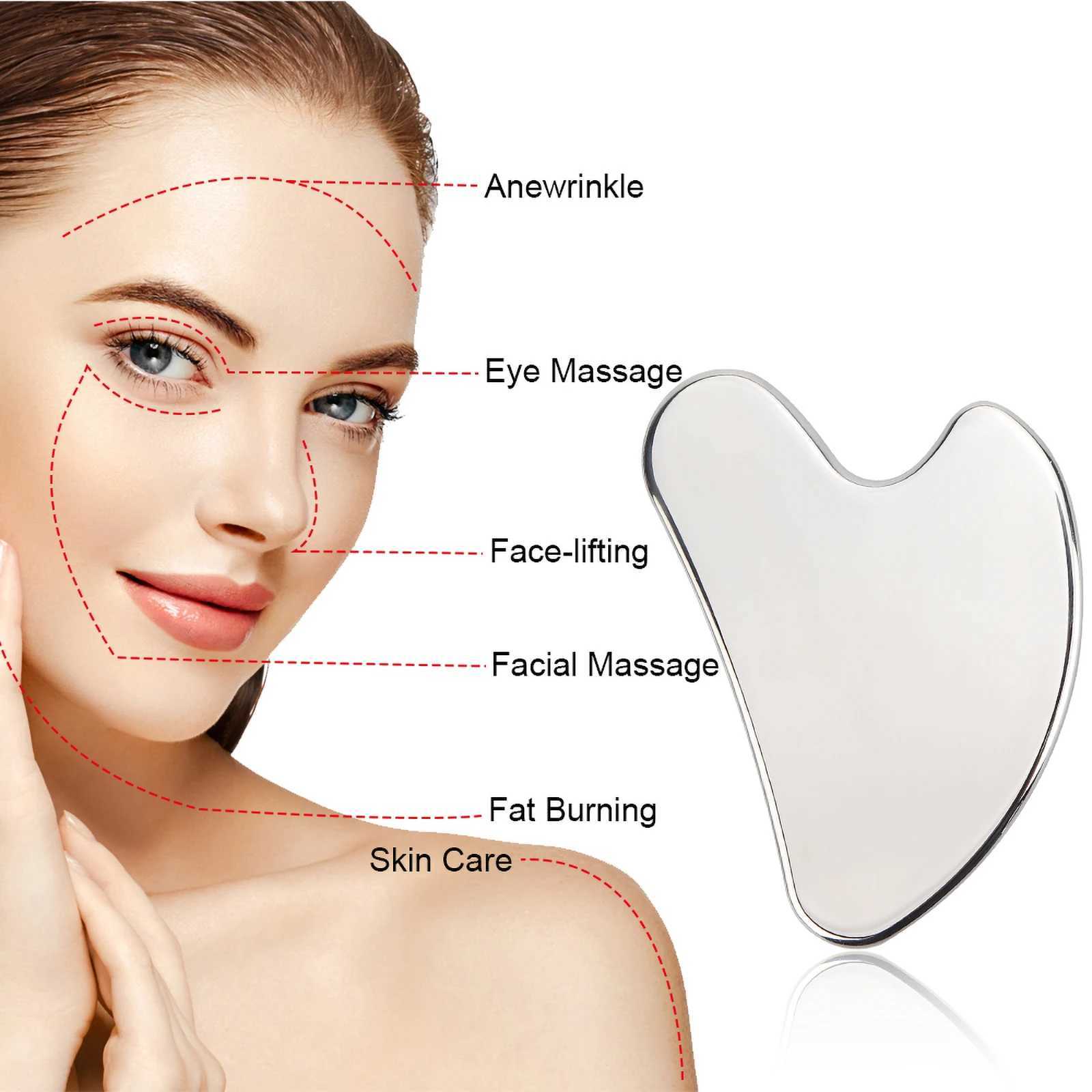 Stainless Steel Facial Roller Gua Sha Set Face Care Lifting Massage Tools Anti Wrinkle Skin Tighten Cooling Cellulite Massager CL240824