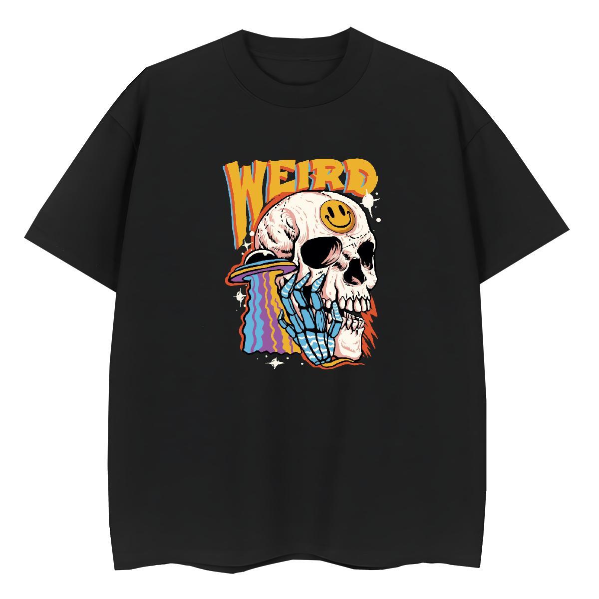 Loose Fit T-Shirts for Men 230g 100% Cotton skull Daily Wear Oversized 3XL 4XL Breathable Crew Neck Men Tees Designer Tops