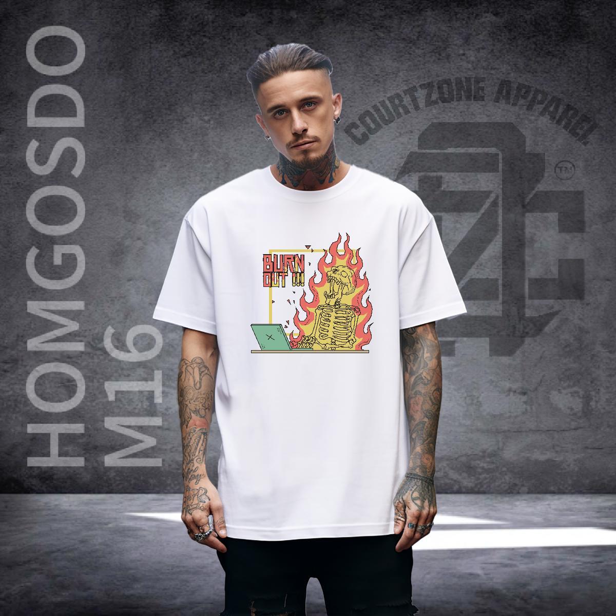 Cool Design T Shirt For Man 230g Pure Cotton skull Casual Customized Print Short Sleeve O-Neck Men Clothes T-Shirt Fashion Design Clothings