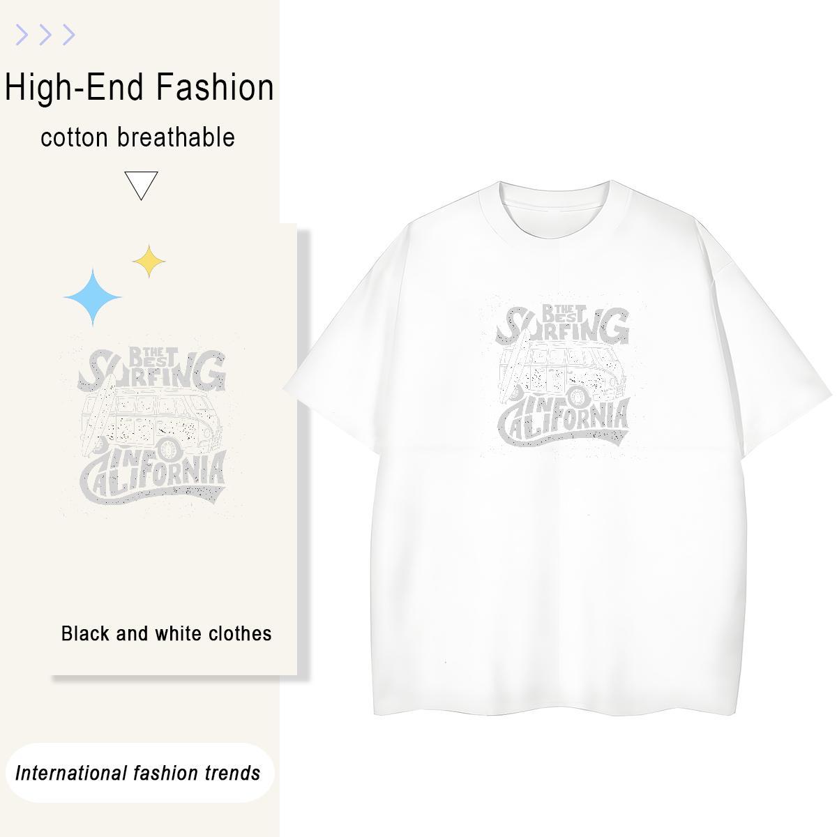 Comfortable Men T Shirts 230g Cotton car Hip Hop Skull Round Neck Short Sleeve Men Clothes T-Shirt DIY Customized Tops Tees