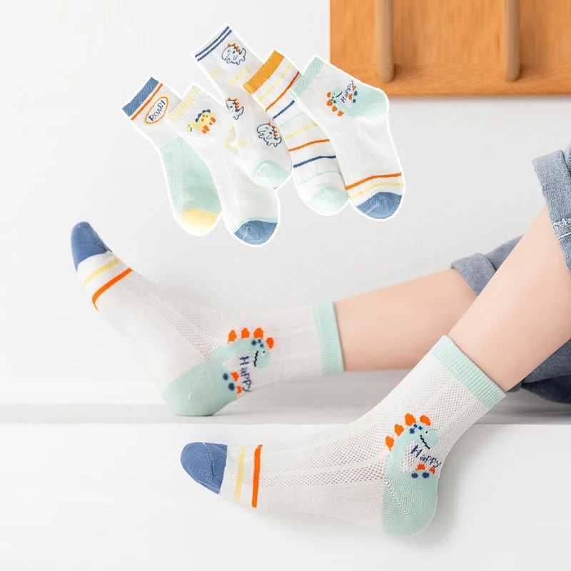 5 pairs of boys socks summer thin mesh breathable fashion childrens socks CL240824