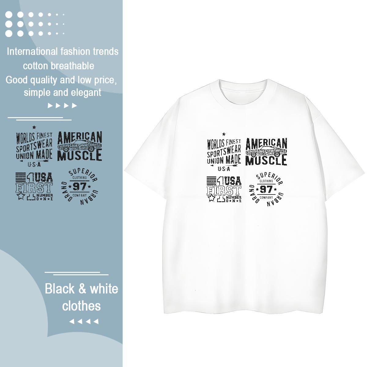 Nice Couples T Shirts 230g 100% Cotton letter Daily Wear Womens T Shirts Breathable Crew Neck DIY Anime Printed Clothes