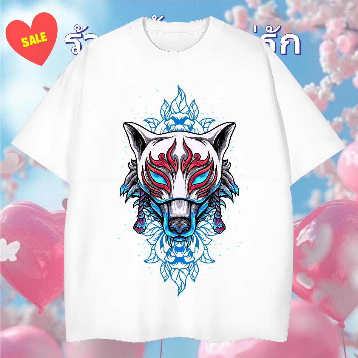 2024 Designer Tshirt for Man Woman wolf Anime Printing Street 230g Pure Cotton Tees Crew Neck Comfortable T Shirt For Man Customized