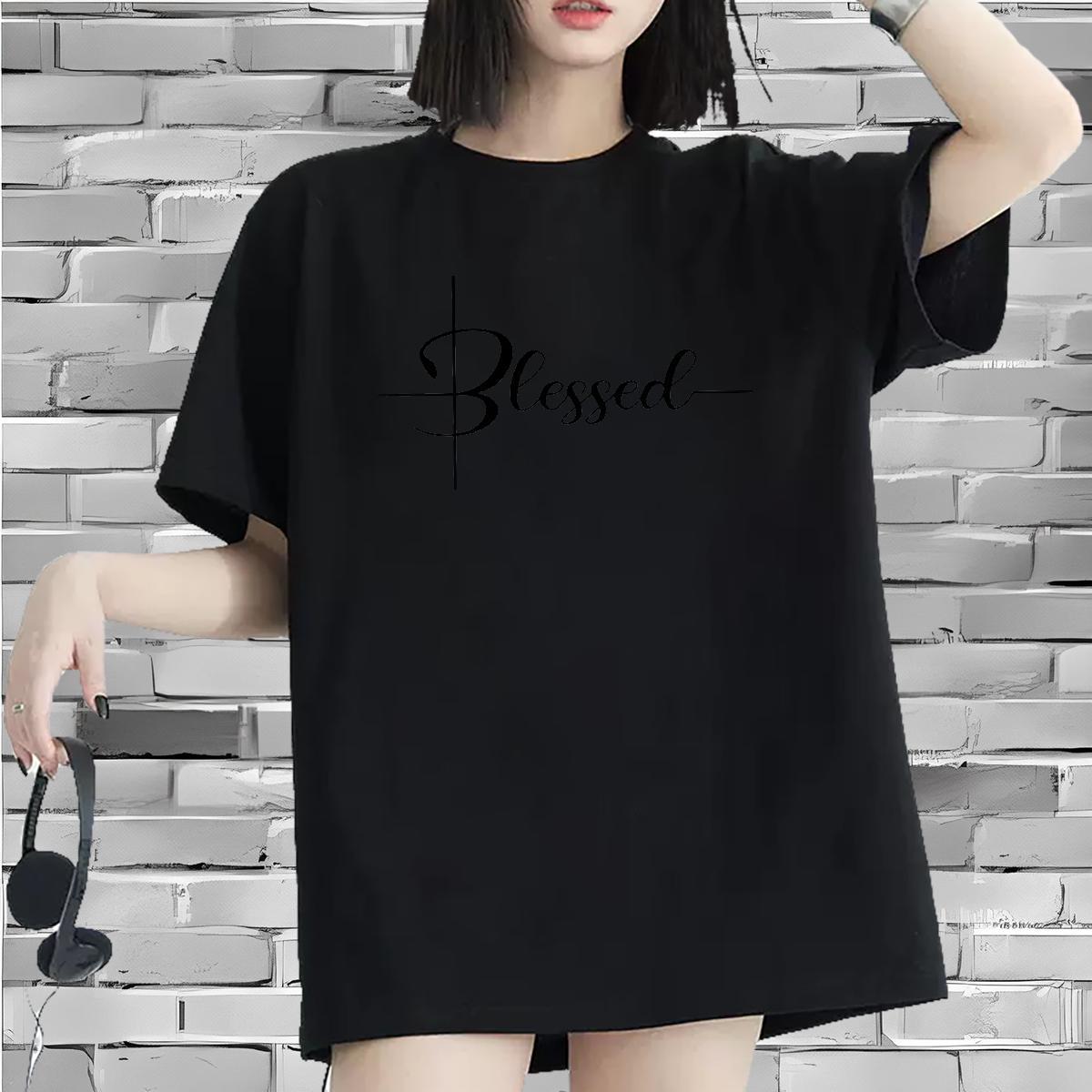 High quality Lady T shirt 230g Cotton letter Street Wear T-Shirts for Women Breathable Cartoon Printing L-4XL Tshirts