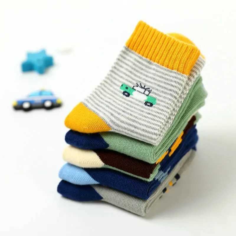 5pairs/lot 2023 Ins Fashion Baby Socks 5pairs/lot Children Boys Cartoon Socks Boys Car Socks CL240824