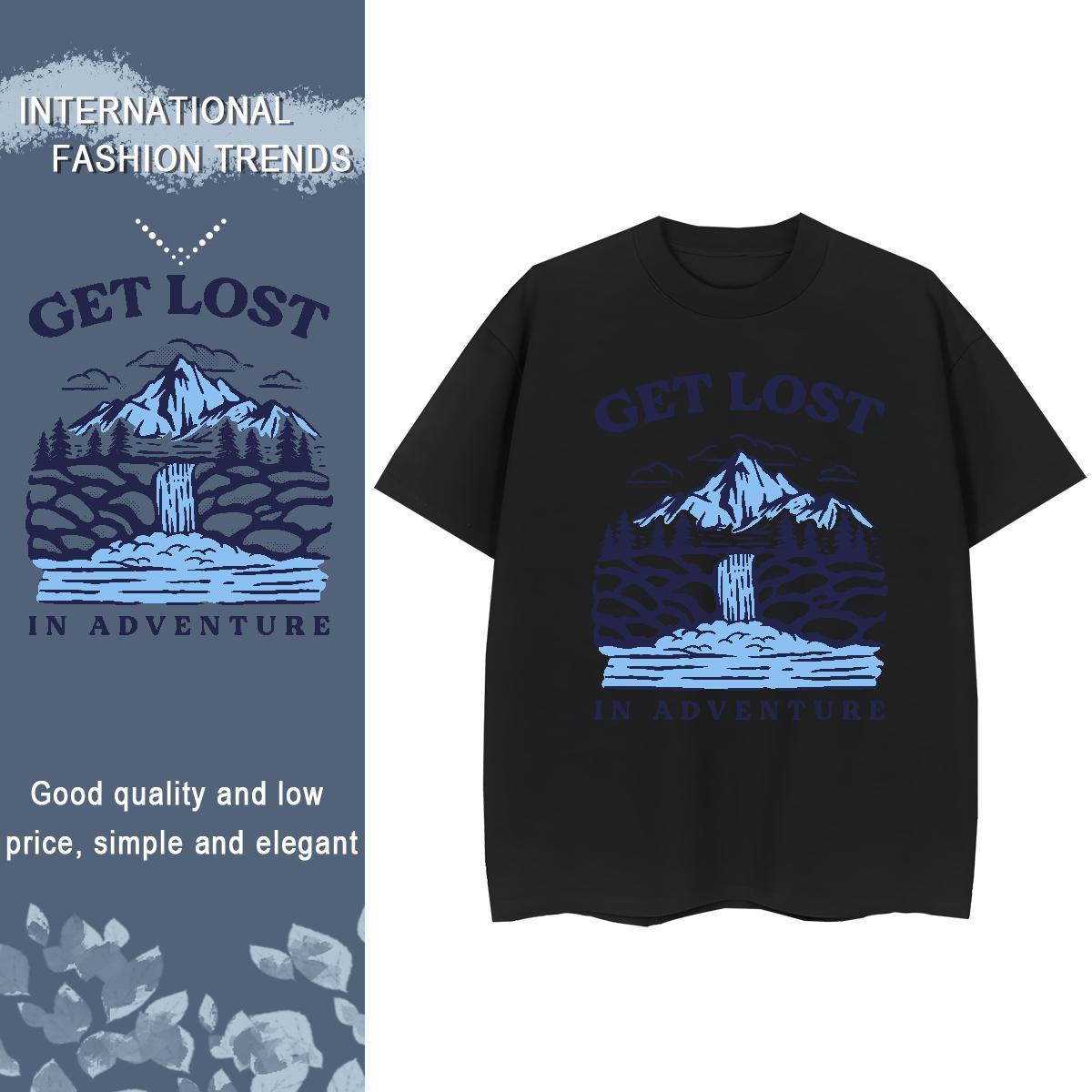 Loose fit Tshirt for Man Woman 230g Cotton mountains Casual Woman T Shirts Breathable Custom Print Oversized Clothings