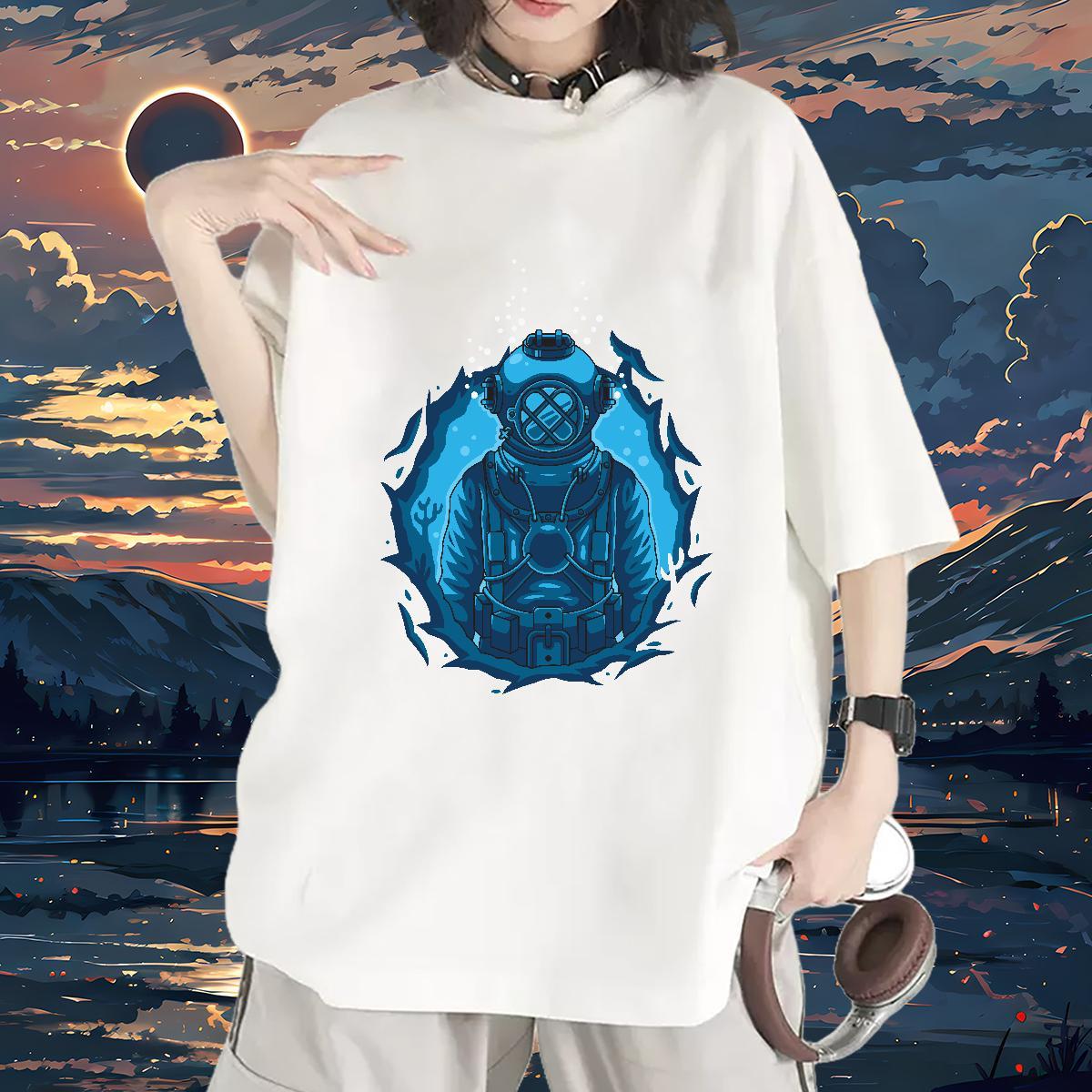 Lady Tshirt for Man Woman 230g Cotton outer space Outdoor Women T Shirts Breathable Soft DIY Logo Tee Shirt
