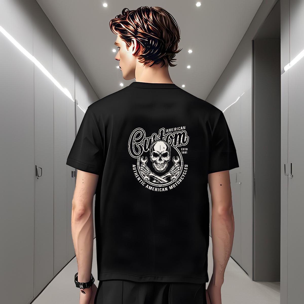 Cool Design T-Shirts for Men 230g Cotton skull Casual Beach Asian Size Short Sleeve Soft Men Clothes T-Shirt Stylist Tees Shirts