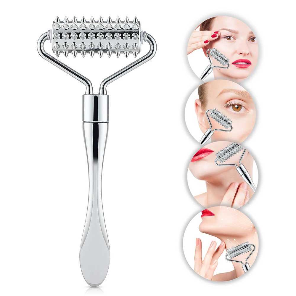 Stainless Steel Pointed Roller Spatula Massage Ball Stone Face Roller Massager To Improve Neck Facial Beauty Skin Care Tool CL240825