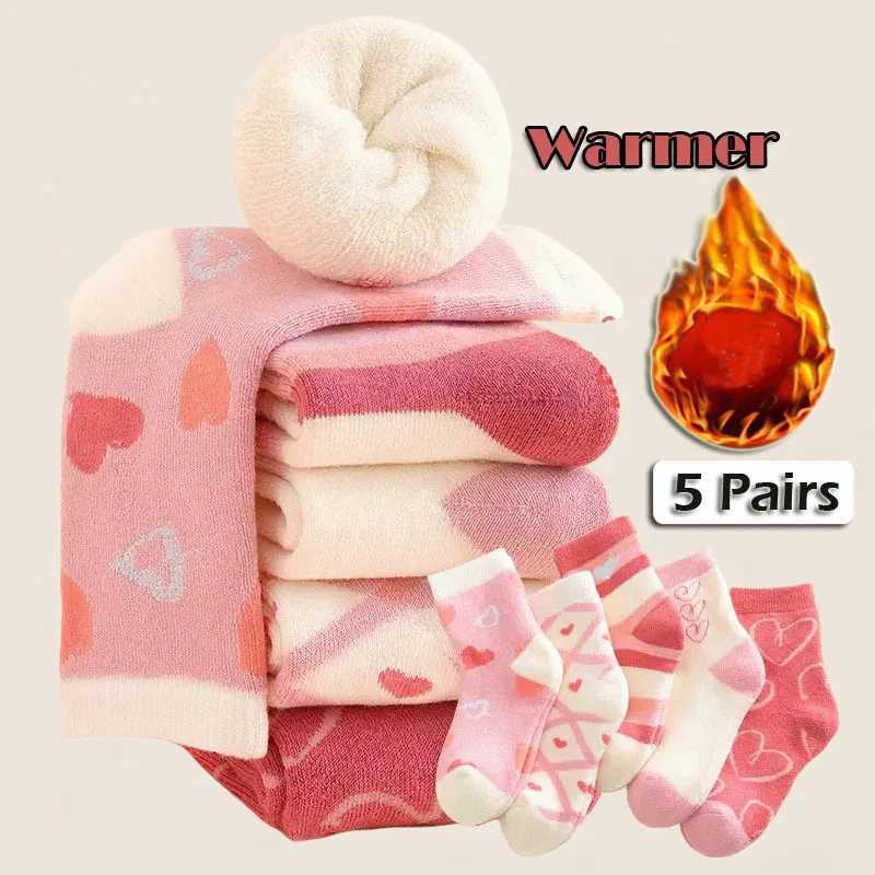 Winter Socks Baby Socks 5 Pairs /bag Warm Cotton Cartoon Socks Kids Girls Boys Thicken Sock CL240824