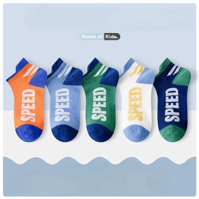 Five Pairs of Summer Thin Childrens Cartoon Cute Fashion Foreign Boy Mesh Breathable Comfortable Cotton Short Socks CL240824