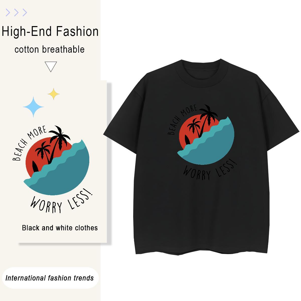 Loose Fit T Shirts Men 230g Pure Cotton sea Casual Beach Black Oversized Breathable Soft Men Tees Custom Tops
