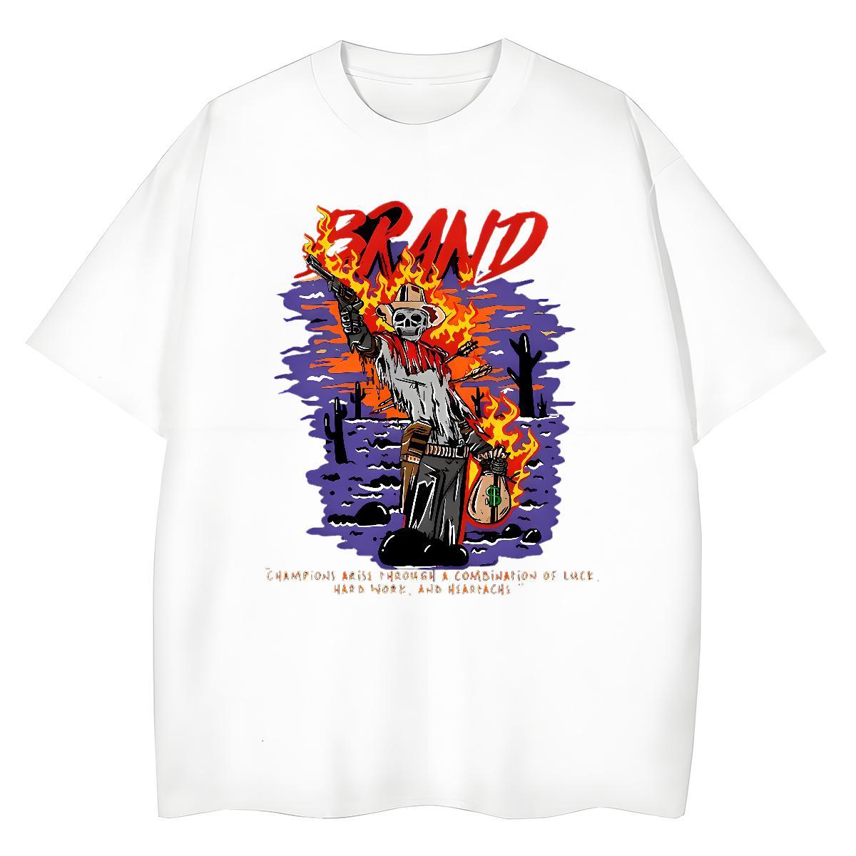 New Arrival Mens Tshirts monster Spring Summer 230g Pure Cotton Tops Tees Breathable Popular T shirt DIY Logo Oversized