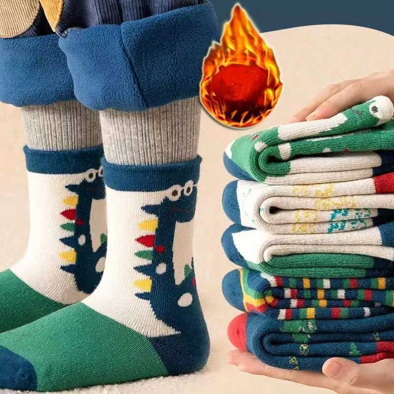 Winter Socks Baby Socks 5 Pairs /bag Warm Cotton Cartoon Socks Kids Girls Boys Thicken Sock CL240824