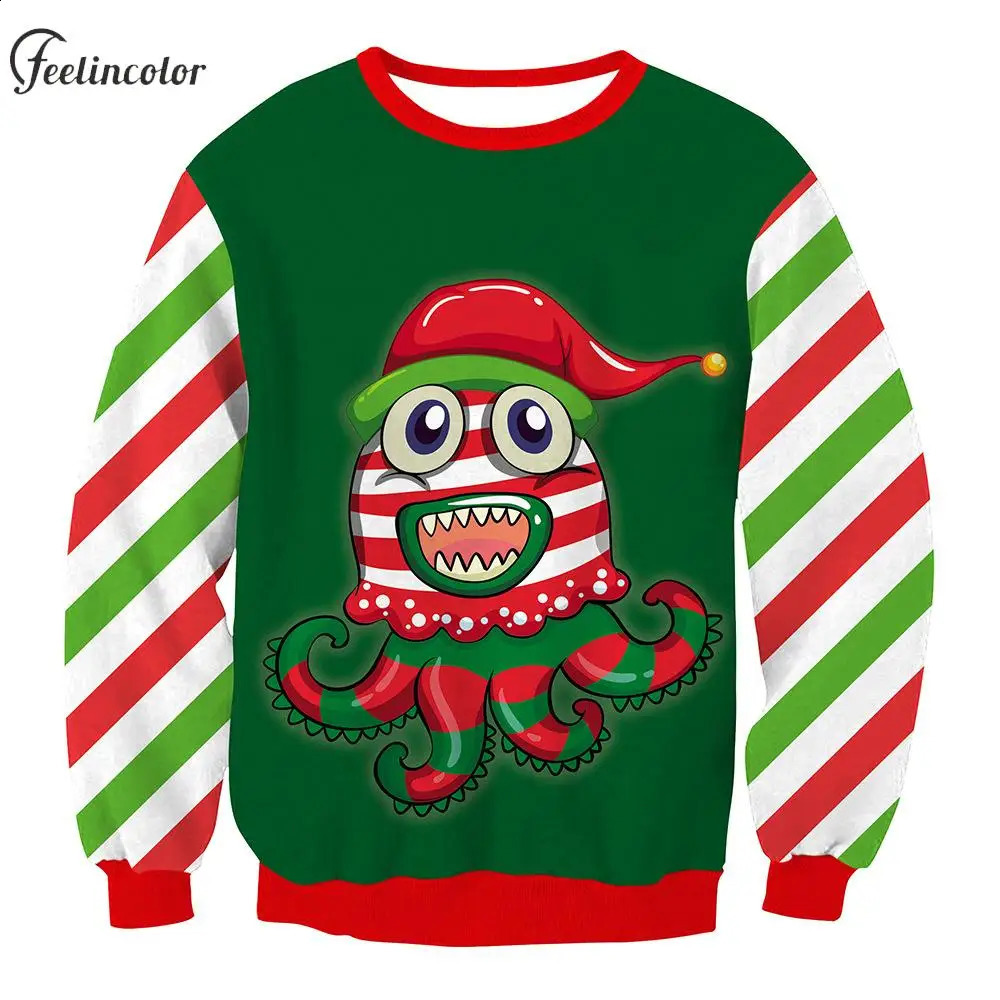 Oversize Sweatshirt for Men Ugly Christmas Pullovers Couple Tracksuit Men Women 90S Vintage Clothes Streetwear Femal Clothing 240823
