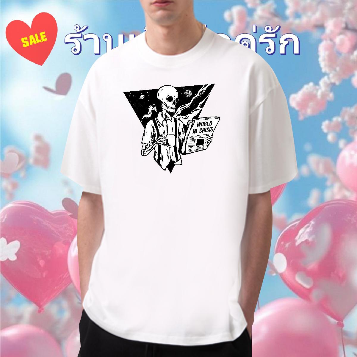 Loose Fit T Shirts Men 230g Cotton skull Daily Wear Custom Print Plus Size Breathable Men Tees Designer Tops