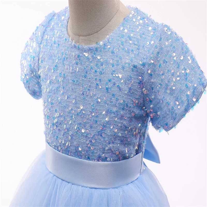 Short sleeved princess dress for little girls used for weddings evening parties childrens birthdays rose prints formal chiffon Tutu Vistildos W240823