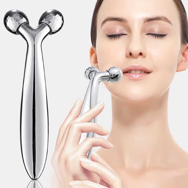 3D Face lift Roller Massager Massage Instrument 360 Rotate Roller Massager Y Shape For Face Lifting Wrinkle Remover Silvery CL240824