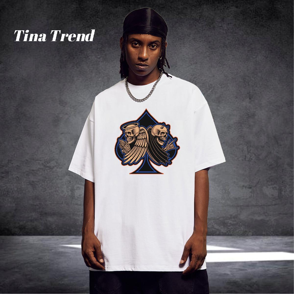 TOP Quality Man T Shirts 230g Cotton skull Summer Casual Customized Breathable Short Sleeve Men Tops Tees Designer Fashion Tee Shirt