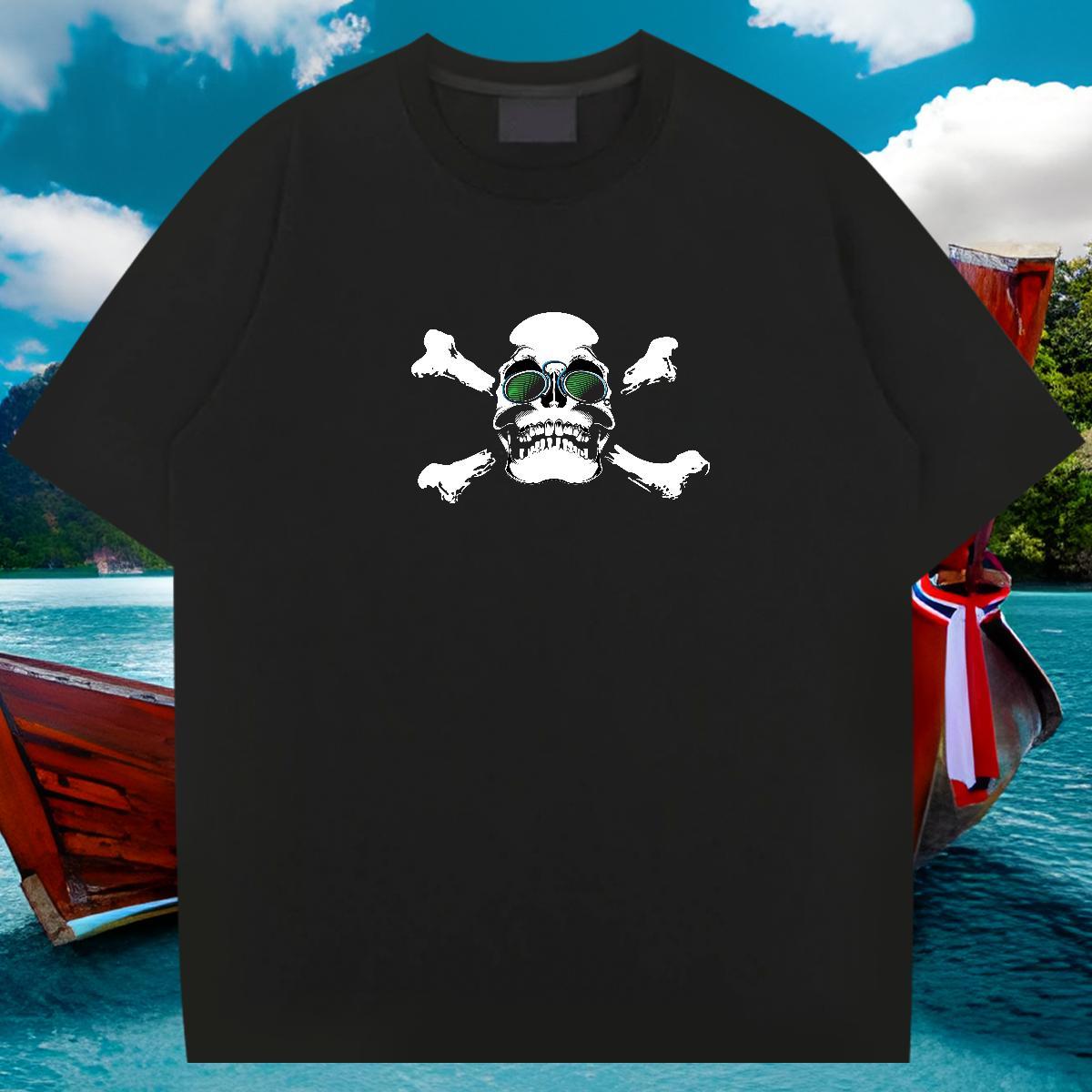 Designer T shirt 230g 100% Cotton skull Casual Beach Custom Big Size Breathable Couples T Shirts Factory Direct Polos