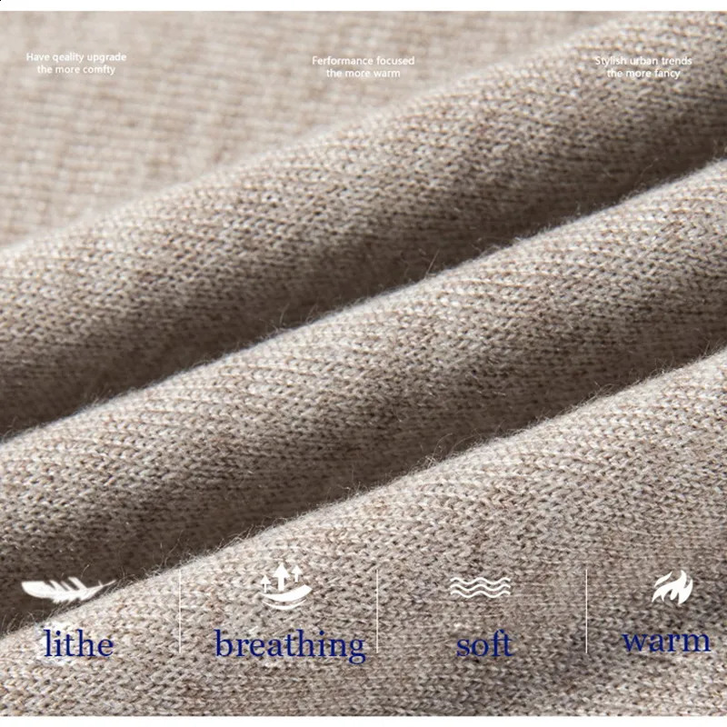 100% merino wool mens lapel pullover long sleeve POLO neck sweater loose top business casual knit bottoming shirt 240823