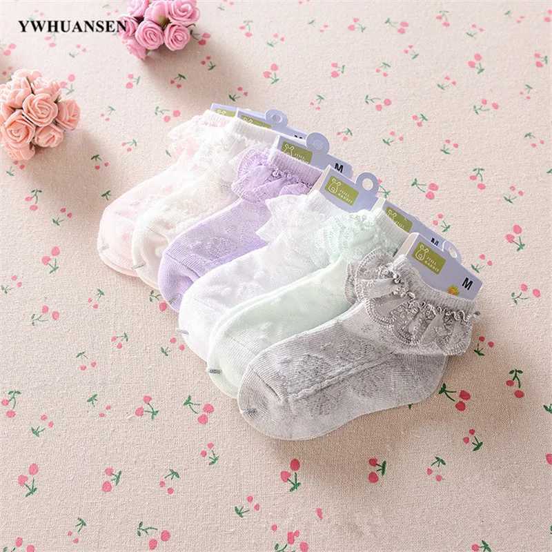 0 to 6 Yrs Cotton Eyelet Flower Socks Toddler Baby Child Girls Ruffle Lace Ankle Cotton Dress Socks Princess Summer CL240824