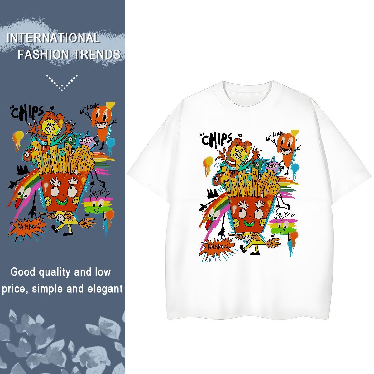 Free Shipping Women Tshirts 230g Cotton cartoon Street Wear Womens T Shirts Crew Neck Breathable Skull Polos