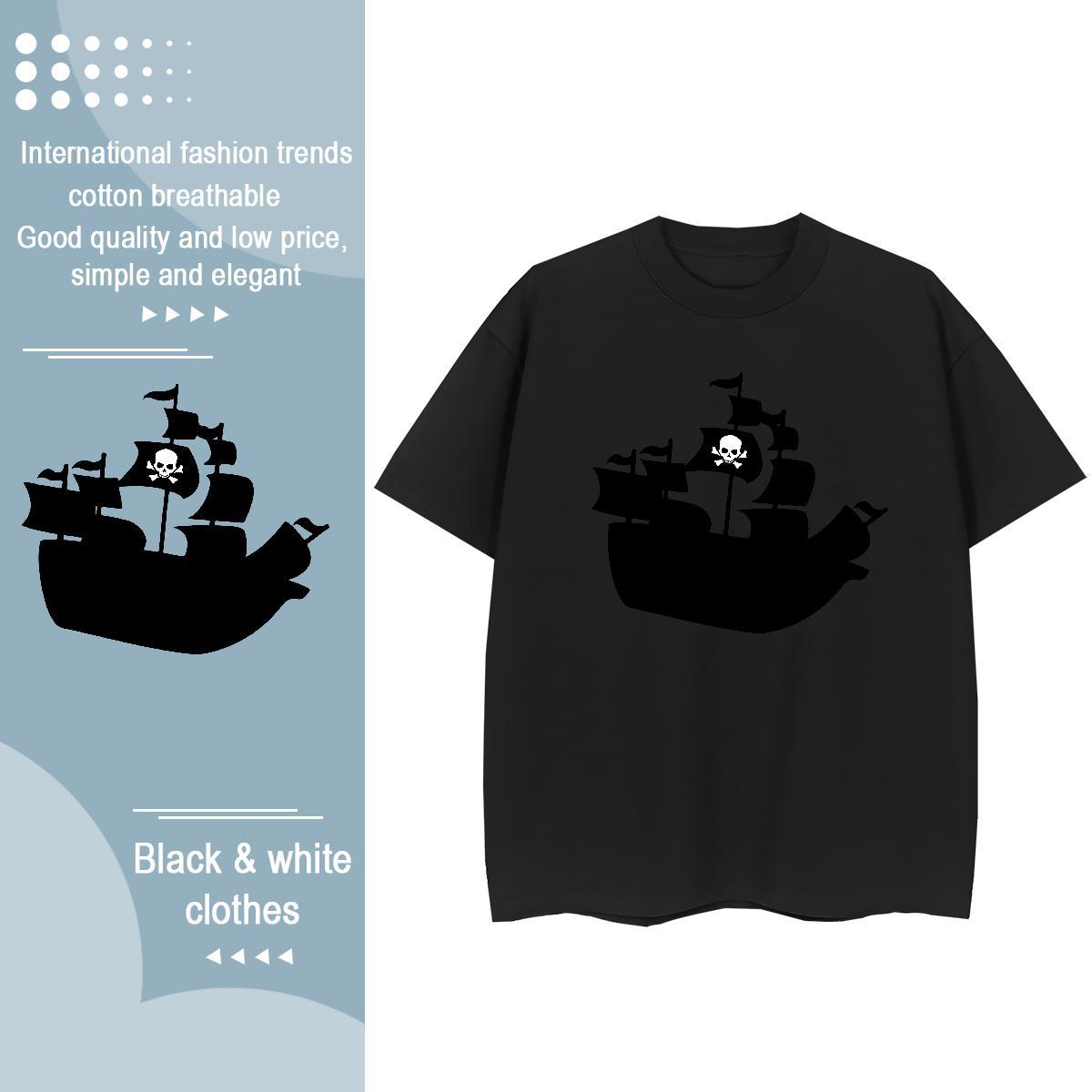 Wholesale T Shirts Men 230g Cotton skull Casual DIY Short Sleeve Soft Men Clothes T-Shirt 2024 New Tshirts