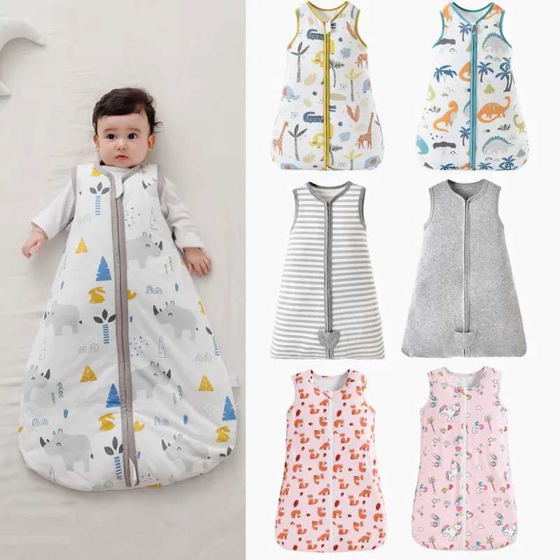 Infant Baby Boys Girls Sleeping Bag Cartoon Fox/Claus/Pony Pattern Sleeveless Zipper Swaddle Blanket Toddler Clothing M240824