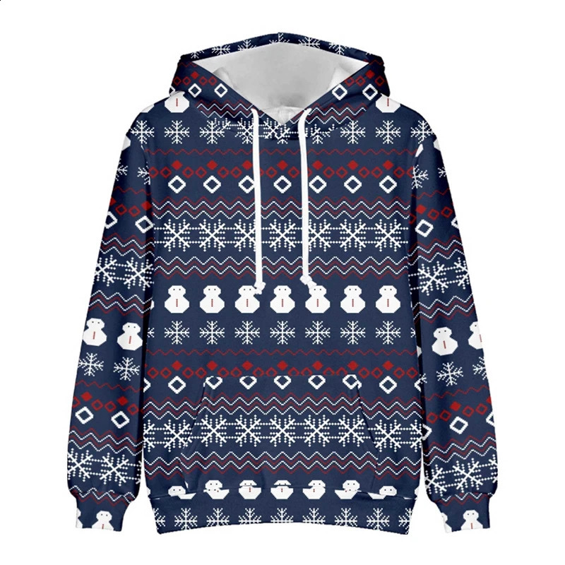 Hoodies For Men Women Ugly Christmas Sweater Xmas 3D Funny Printed Long Sleeve Hoodies Pullover Blouse Tops Graphic Sweatshirts 240823