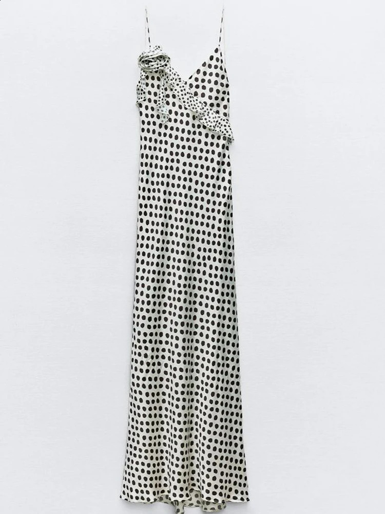 JULISSA MO Sexy Backless 3D Flower Dots Women Maxi Dress White Spaghetti Strap Vacation Dress Summer Elegant Party Beachwear 240823