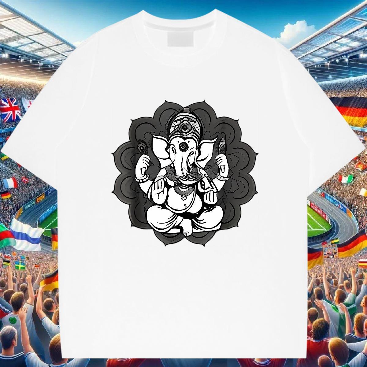 Brand Man T Shirts 230g 100% Cotton Ganesha Daily Wear Oversized 4XL Breathable Soft Mens Tshirts Fashion New Tops Tees