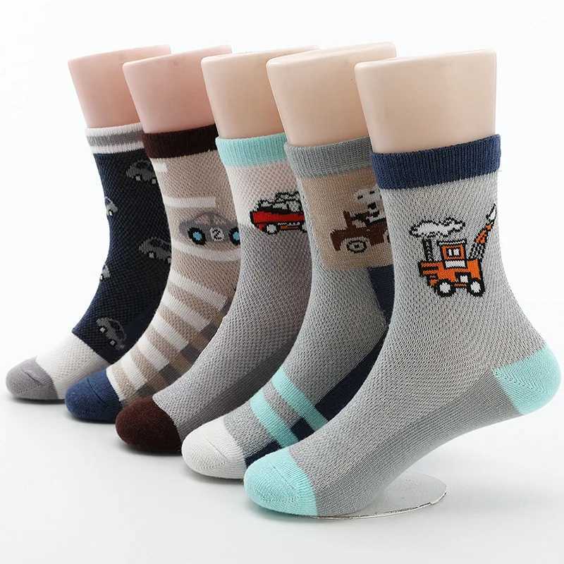 2024 New Spring Summer Children Socks Mesh breathable Car Style Cotton Boys Socks 3 -15 Year Kids Socks 5 Pairs/Lot CL240824