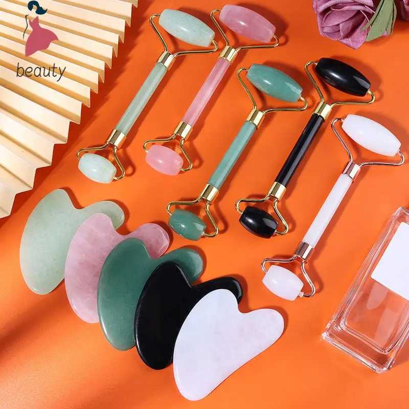 Facial Gua Sha Massage Roller Scraping Board Set Double-Headed Resin Facial Massager Lifting Body Thinning Neck Slimming Lifting CL240824